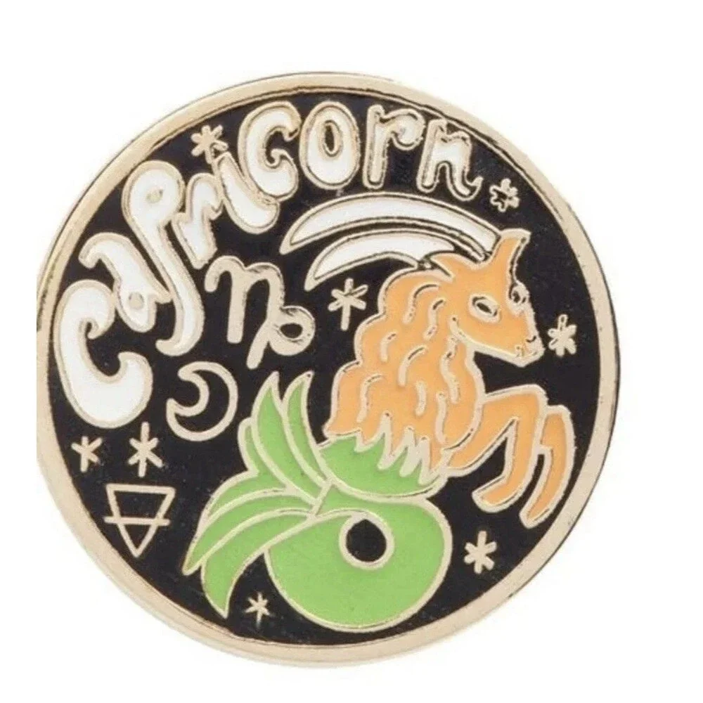Yellow Owl Workshop Capricorn 22K Gold Gilt Magnetic Lapel Pin New